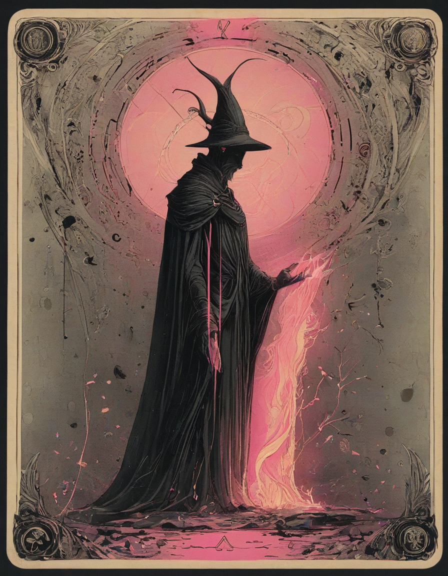 <lora:artfullyTAROT1LINE_SDXL_V1:1>,the front of an old card,tarot,tarot card,the magician,((1 line 1 color)),calligraphy,minimal,geometric,(2 colors total),lime,pink,black)) background,marker,((fine liner),masterpiece)),detailed,intricate,best quality,absurd resolution,tl4,sharp crisp ines,masterwork by artisan calligrapher,lines flow from one aspect to another,neon pink,nen liume,obsidian,ivory,vantablack,(((1 line ))) illustration,masterpiece,highest quality,absurd resolution,