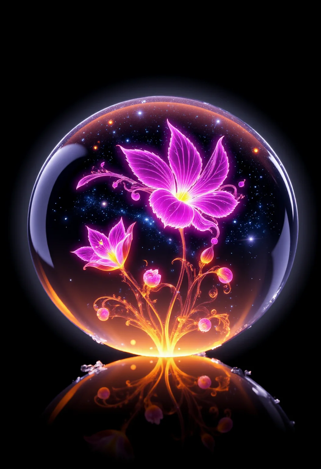 fire flower in a glass ball, space in the background.
<lora:FLUX_Bioluminescent_Concept:1> bo-bioluminescent
<lora:Dark Cinematic:1> DRK
<lora:DarksunRiddV4:1>
<lora:FL-bailing-24-0906Fire Spirit:1> bailing_fire