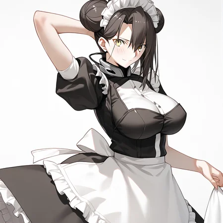 <lora:Takeuchi_Takashi_PonyXL_style_v01:1>
<lora:agent.pony:1>
score_9 , score_8_up , score_7_up , source_anime , 
masterpiece , best quality , ultra-detailed , 
BREAK
agent \(girls' frontline\), maid
1girl , woman , huge breasts , light smile , light blush , ((medusa (fate)):0.5)  , 
long black hair  , maid dress ,  
arm up