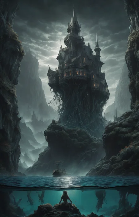 (dark magic), (grim),
mermaid,
(intricate details), (hyperdetailed), 8k hdr, high detailed, lot of details, high quality, soft cinematic light, dramatic atmosphere, atmospheric perspective