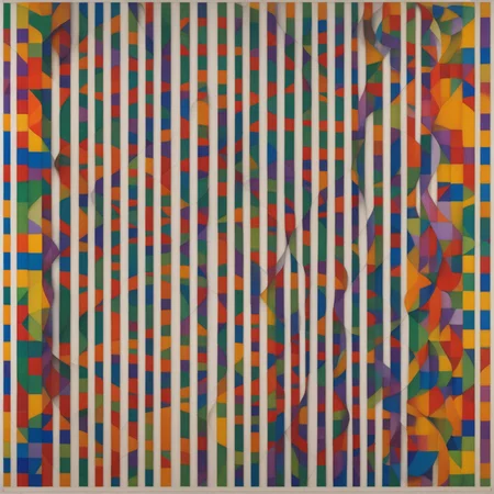 escarapela Le Parc  a rainbow colored circle with a white background abstraccion geometrica, orange, yellow, red, blue, purple, violet, cockade, escarapela, circular stripes <lora:LeParc_AI_LoRA_XL_v2.0:1>