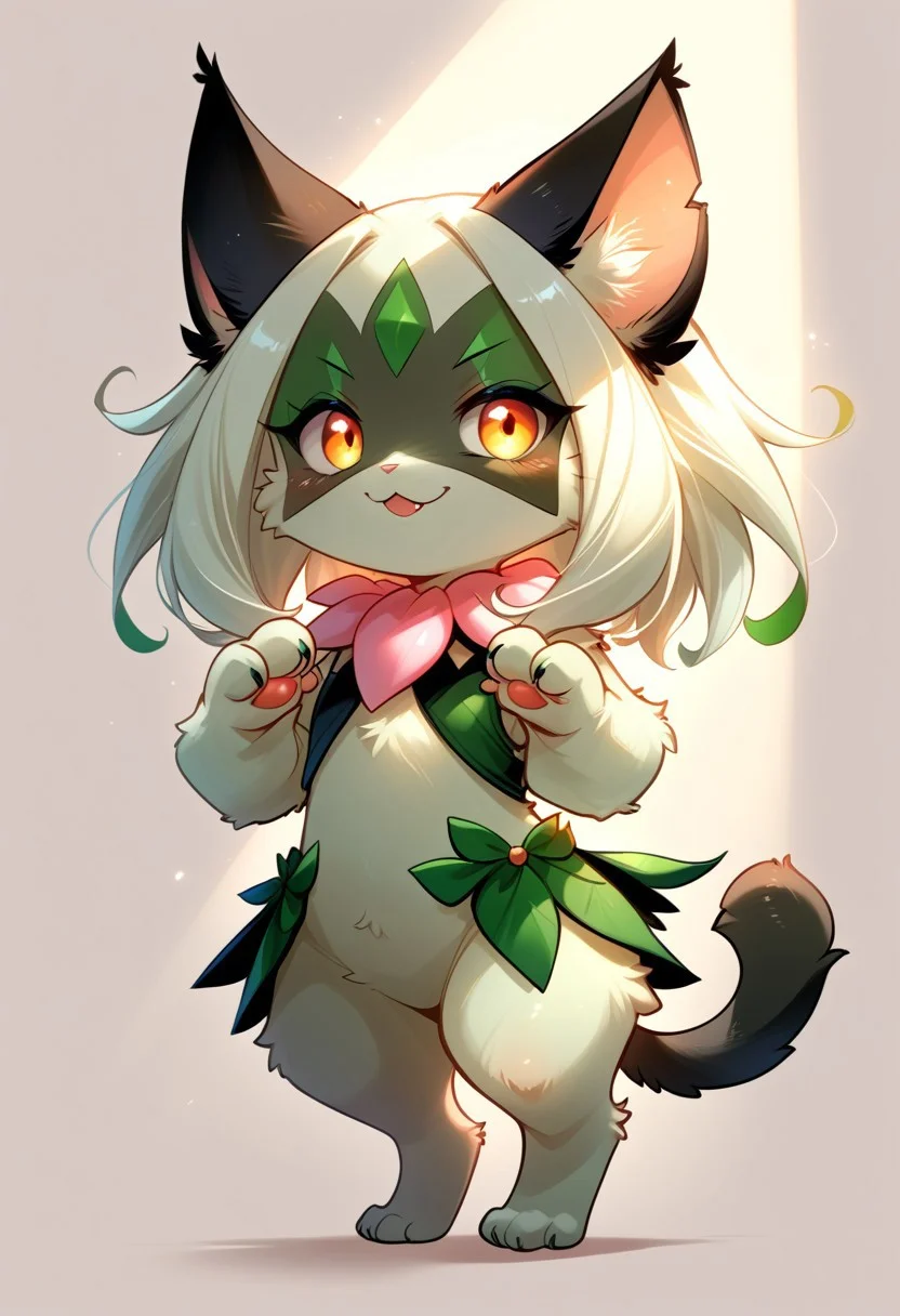 score_9, score_8_up, score_7_up, source_furry, solo, adorable feral Meowscarda, chibi body, (indirect lighting, dynamic lighting:1.4), simple background, (detailed image, high resolution, 5k resolution:1.0), (las lindas art style), (anime Art Style:1.2)