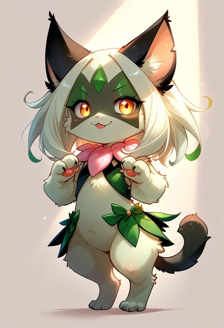 score_9, score_8_up, score_7_up, source_furry, solo, adorable feral Meowscarda, chibi body, (indirect lighting, dynamic lighting:1.4), simple background, (detailed image, high resolution, 5k resolution:1.0), (las lindas art style), (anime Art Style:1.2)