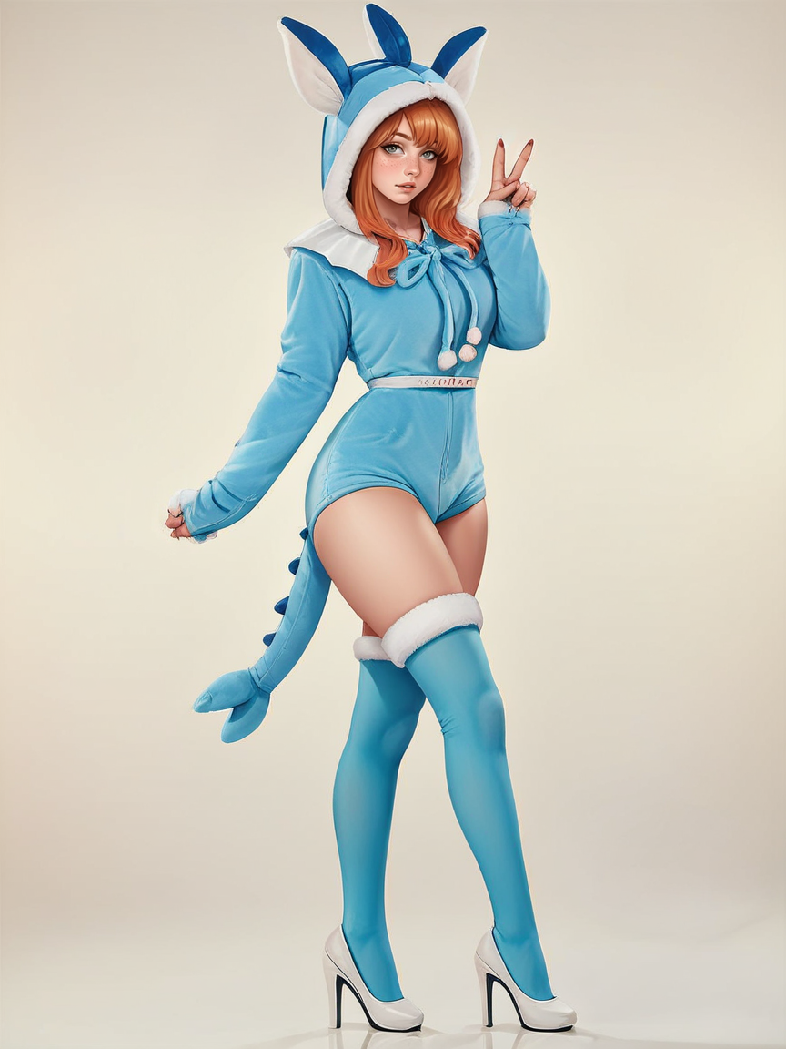 score_9, score_8_up, score_7_up, score_6_up, score_5_up, score_4_up, 1girl,  ginger hair, long hair, curvy, source_anime,  <lora:v4p0r30nXLP:0.6> ears, highheels, hood up, onesie, tail, thighhighs, v4p0r30n,