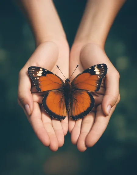 cinematic film still of a person holding a butterfly in their hand, zavy-cnmtc, shallow depth of field, vignette, highly detailed, high budget, bokeh, cinemascope, moody, epic, gorgeous, film