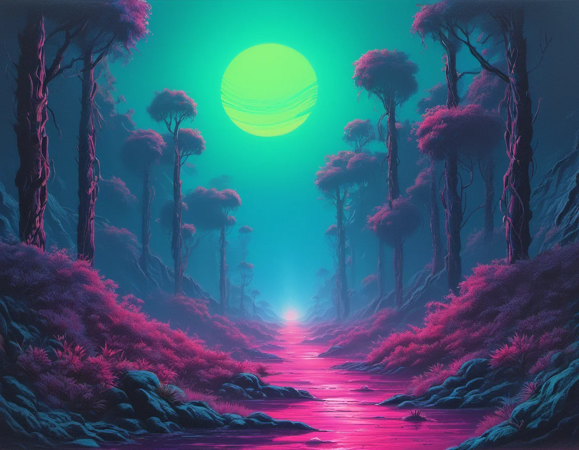 synthwave-galaxy,masterpiece, professional artwork,landscape painting of Shrubland, ,<lora:Synthwave_Galaxy:.8>