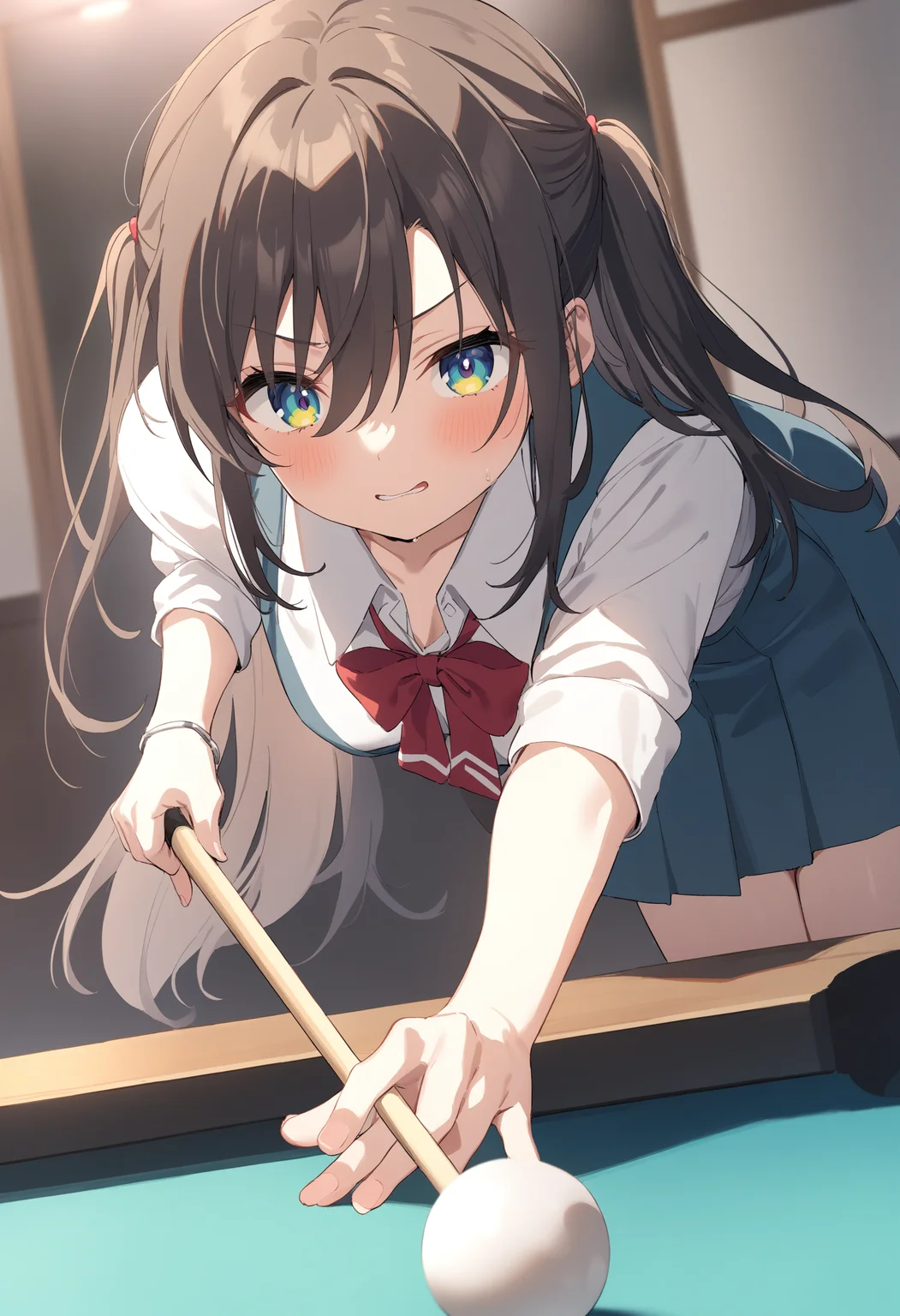 1girl,sincos, ningen mame, toosaka asagi,solo,medium breasts,school uniform,
billiards,<lora:billiards_XL_v1:0.8>
best quality, very aesthetic, absurdres