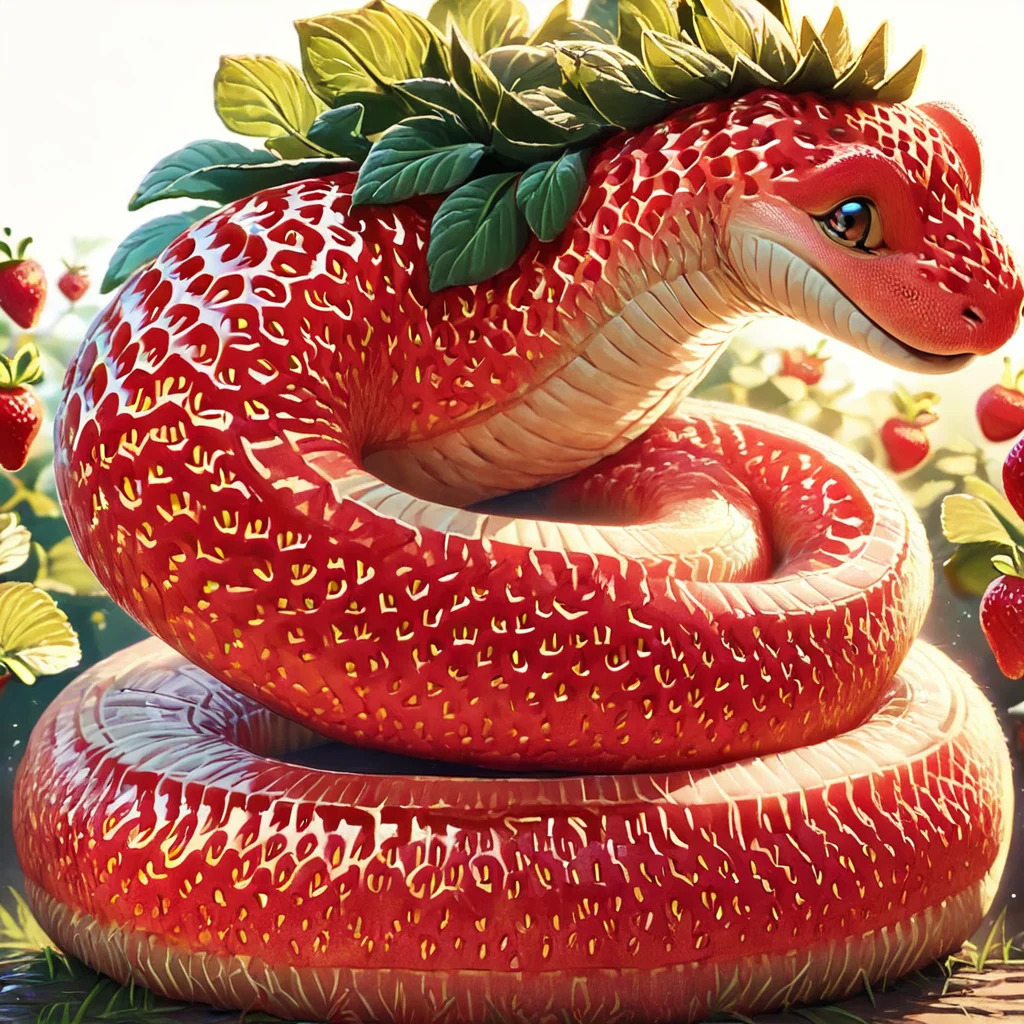 score_9, score_8_up, score_7_up, score_6_up, score_5_up, score_4_up,
<lora:plant_animals-7:1>,
plant_animal,
strawberry, snake head,long