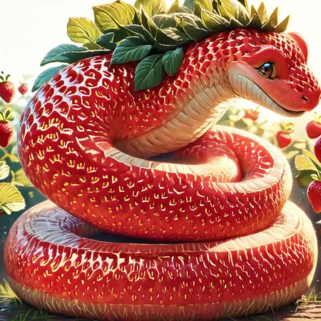 score_9, score_8_up, score_7_up, score_6_up, score_5_up, score_4_up,
<lora:plant_animals-7:1>,
plant_animal,
strawberry, snake head,long
