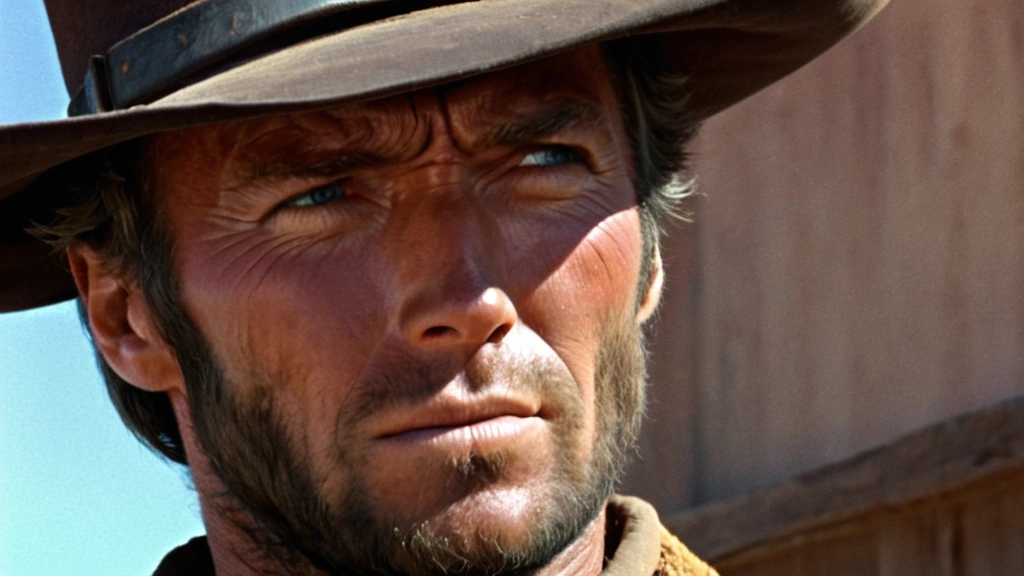cinematic close-up, clint eastwood in: The Good, the Bad and the Ugly, 1966. man with no name, detailed skin, film grain, grainy.
