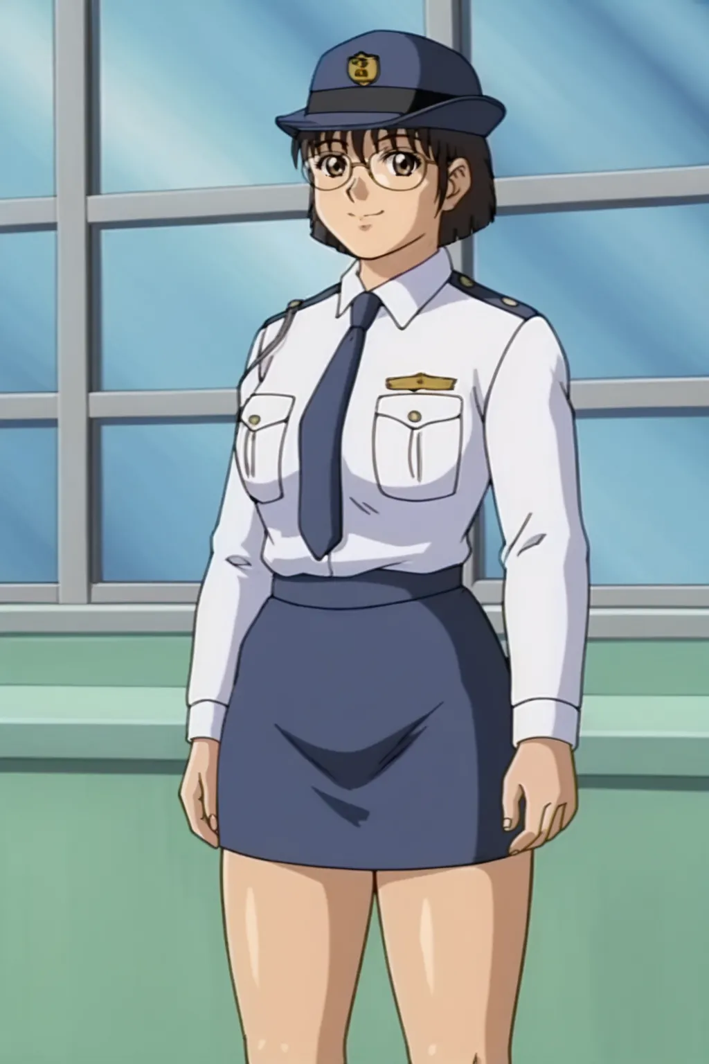 score_9, best, masterpiece, uncensored,
1girl, solo, smile, retro artstyle, 1990s (style),
LTHRMNTomoko, police, policewoman, police hat, short skirt,
<lora:LeathermanTomoko_V2:0.8>​​​
