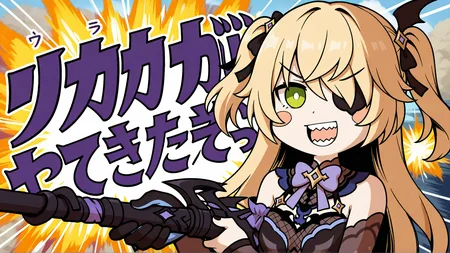 1girl, fischl \(genshin impact\),
very awa, deffis, eyepatch, blonde hair, two side up, long hair, black hair ribbon, black nails, black dress, purple bowtie, bare shoulders, gloves, long sleeves, yatte kitazo, explosion, bright pupils, open mouth, sharp teeth, smile, blush stickers, holding, v-shaped eyebrows, :d, purple bow, bowtie, ribbon, detached sleeves, teeth, bow, dress, black gloves,
masterpiece, best quality, newest, highres, absurdres
<lora:NoobV065sHyperDmd:1> <lora:Fischl_IXL:1> <lora:Akari_Ga_Yatte_Kitazo_IXL20:1>