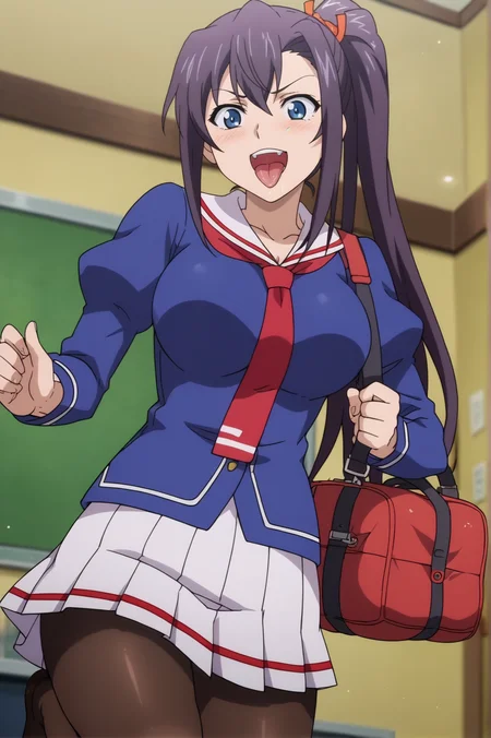 score_9, score_8_up, score_7_up,anime_source, source_anime, best background, detailed background, anime screencap, Haruko, long sleeves, necktie, pantyhose, pleated skirt, puffy sleeves, school uniform, solo, white skirt, horny, dynamic angle, leg up, leg lift, naughty face, tongue out, blush, saliva, <lora:JN_Haruko_Amaya:0.8>