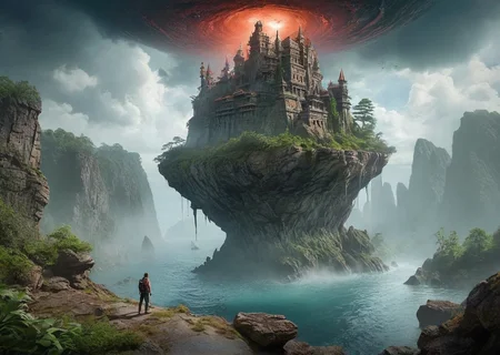 (pui:0.01) An intrepid explorer standing at the edge of an abyssal chasm on a floating island, gazing out at the swirling depths below,
slender, elevated explorer with ancient artifacts on their back, strands of ethereal mist swirling around the edge, alien plants drifting in the void, a crystalline stream, the explorer's stance, distant, towering spires piercing the sky,
(bright anomaly:1.31), (jarring contrast:1.12), (eye-catching:1.2), (surreal juxtaposition:1.04),(trending:1.04) (masterpiece:0.96), (RAW:0.87),subsurface tering,high definition,masterpiece, amazing quality, (aesthetic:0.87), <lora:LCMTurboMix_Euler_A_fix.safetensors:0.96:0.3> <lora:sdxl\zy_Realism_Enhancer_v1.safetensors:0.85:0.18> <lora:sdxl\add-detail-xl.safetensors:0.88:0.10 p18,s1