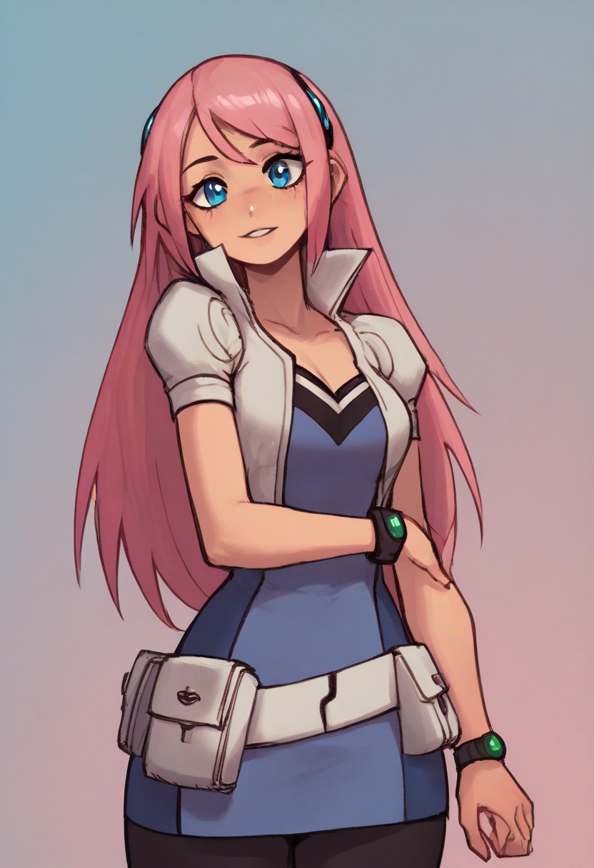score_9, score_8_up, score_7_up, , source_anime, light rays, Jeena, long hair, pink hair
Blue eyes, solo, looking_at_viewer, solo, , sexy pose,  beautiful eyes,