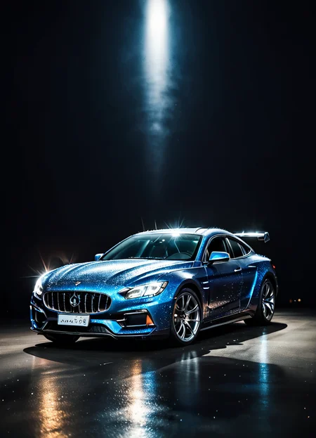 sports car, glitterstyle, in motion, dark background,
<lora:GlitterStyle_pony:0.8>