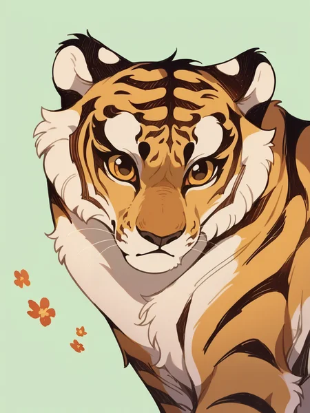 source_anime, score_9, score_8_up, score_7_up, score_6_up, score_5_up, <lora:m04XLP:1> m04, cute, tiger, feral, solo