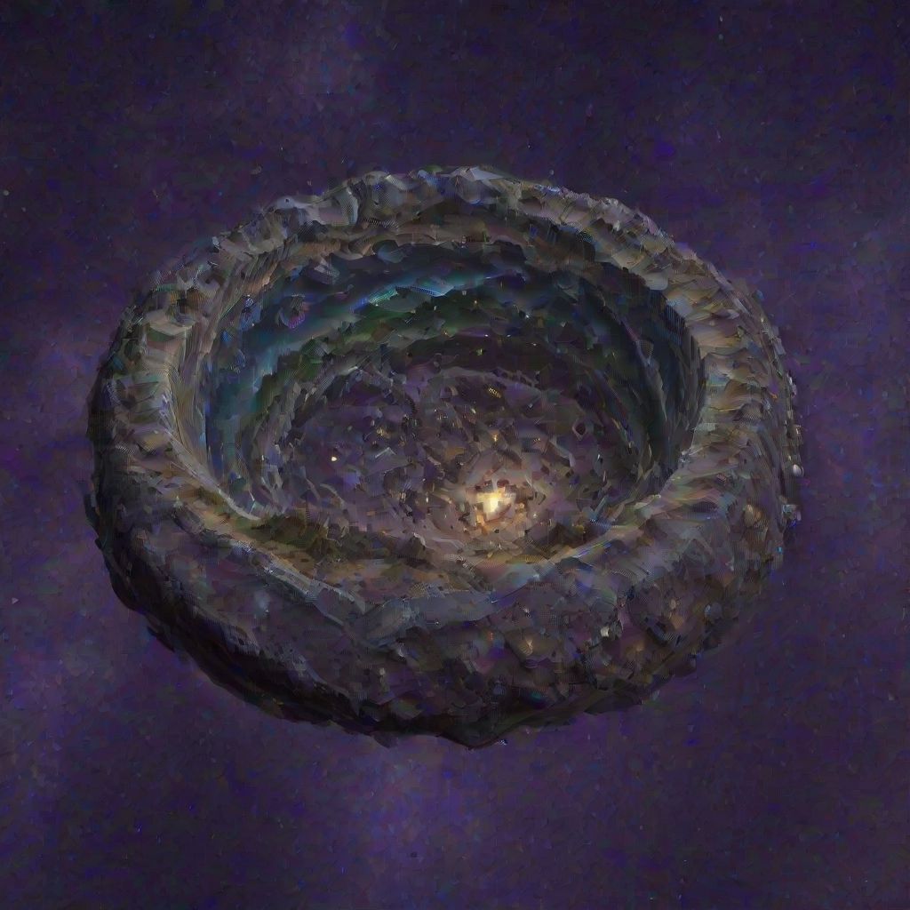 lumenarium, (ring world):2, at the fantasy space with purple nebulas, lumenar:3 at the mid, (earth planet landscape on inner surface of the ring world):2, (yellow shiny  crystal at the mid):3, outer surface of the ring world covered by very small crystals, realistic, forests, seas, rivers on inner surface of the ring