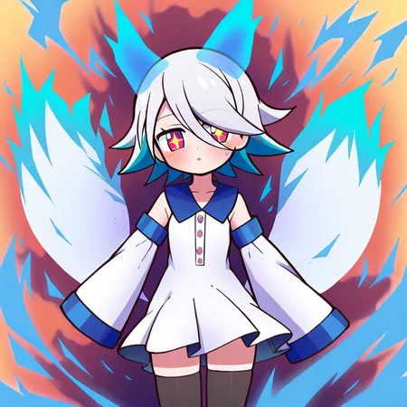 woman,<lora:corrupting_ill>,(dark aura:0.5),white dress,