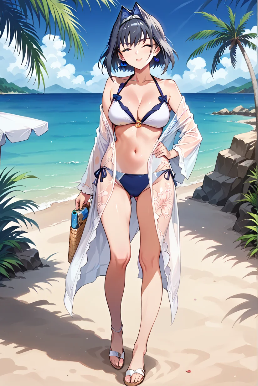 score_9, score_8_up, score_7_up, best quality, masterpiece, source_anime, anime screenshot, BREAK, 1girl, Crochet + mesh cover-up clothes, , knitted, Off-the-shoulder ruffled bikini with a tropical palm print, closed clothes , full body <lora:mesh_cover-up_clothesv2:1>
ouro_kronii, in beach