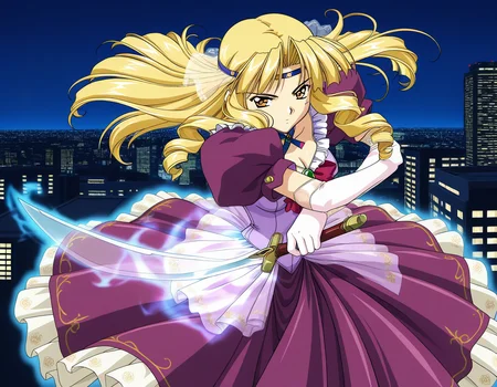 general,highres, ultra-detailed,very aesthetic,best quality ,best hands, BREAK 2000s \(style\),anime coloring, <lora:Sapphire_Spiral_NAMI_IS:1>,
Sapphire, 1girl, solo, weapon, sword, dress, gloves, brown eyes, elbow gloves, purple dress, puffy sleeves, looking at viewer, attack, magic effect. aura,
night, city,