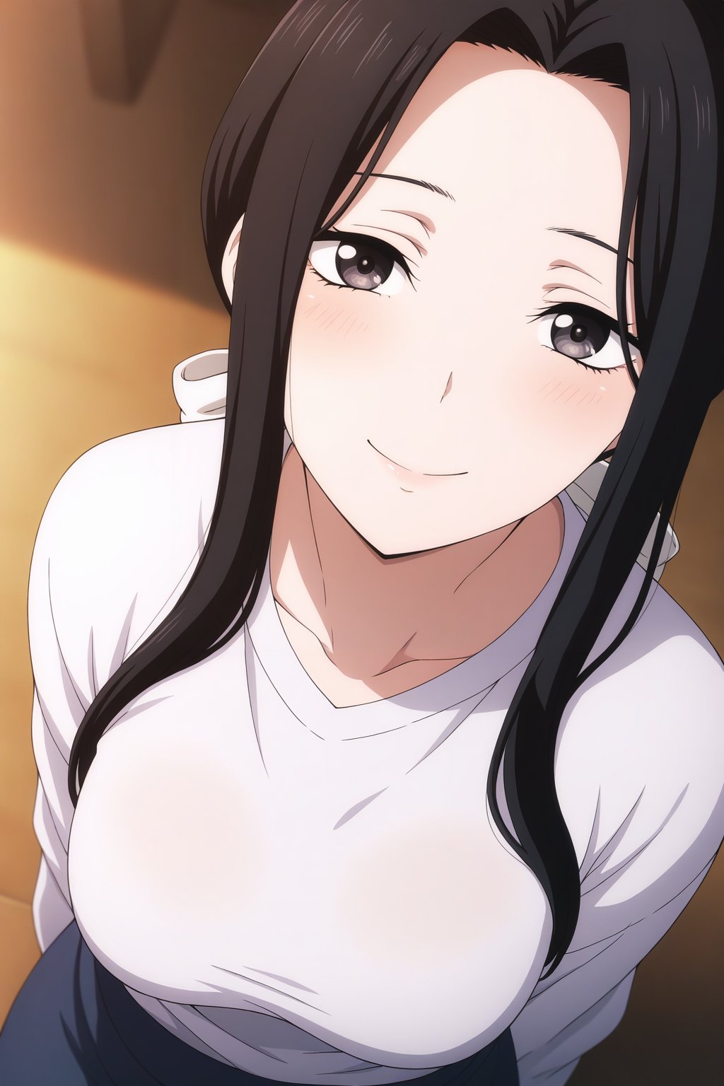 masterpiece, best quality, amazing quality, very aesthetic, absurdres, ultra detailed,
<lora:il_contrast_slider_d1 (ЦВЕТ КАРТИНКИ):-0.8> 
<lora:Shirayuki:0.8> shirayuki, 1girl,
portrait, smile,
view from above, body is visible, medium breasts are visible from under the shirt,,