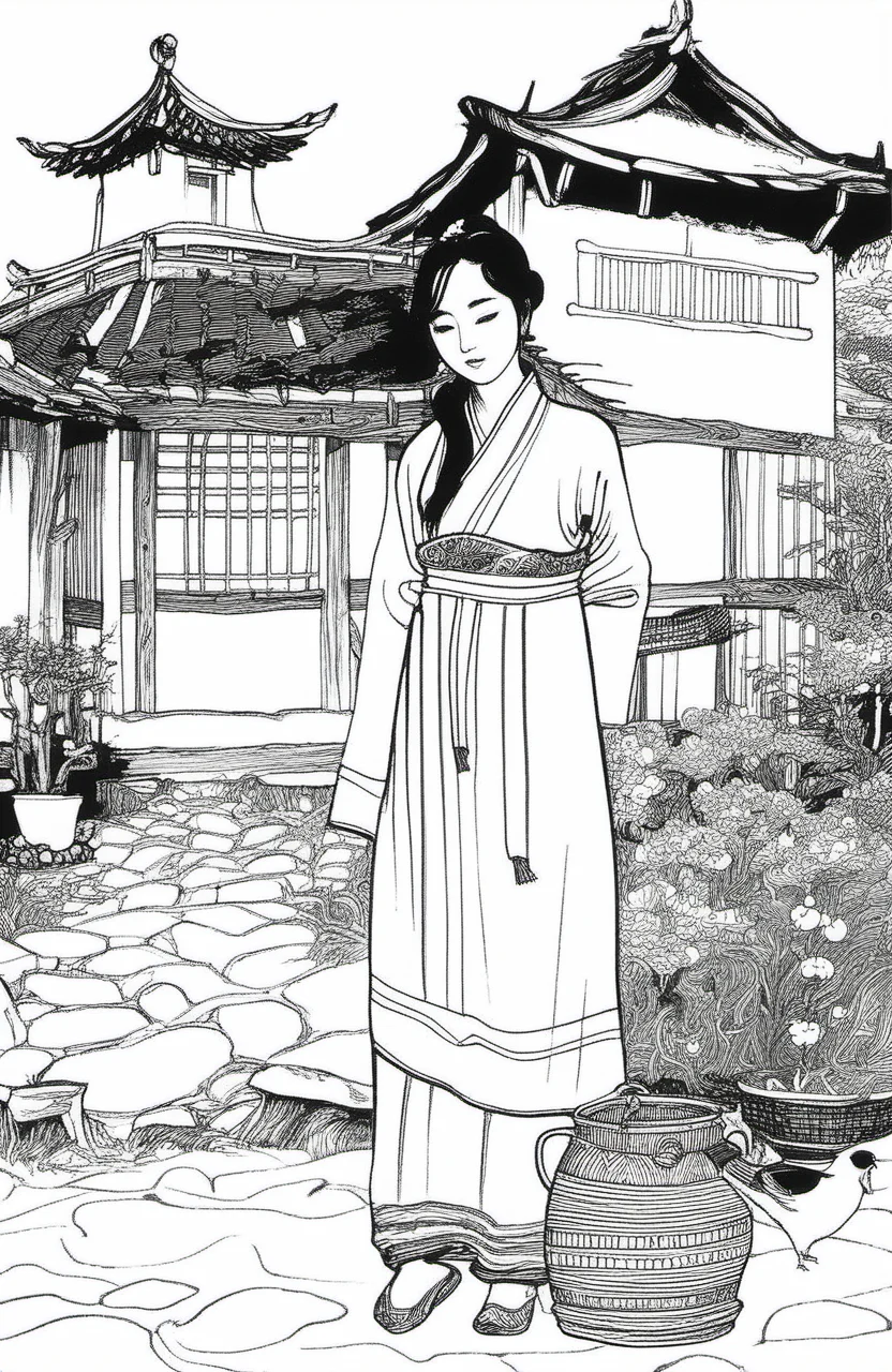 chinese lineart, 1girl, house, farmer,
<lora:å½ç»çº¿æé£T1:0.6>