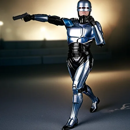 Robocop1024, gansta gun, riots, fires, highly detailed, photography, ultra sharp, film, bokeh, professional, 4k <lora:add-detail-xl:1.5> <lora:Robocop1024-000350:0.8>