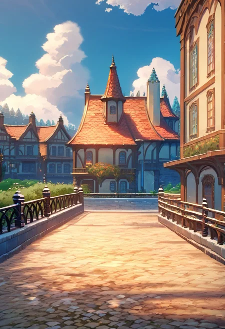 score_9, score_8_up, score_7_up, score_6_up, score_5_up, score_4_up, source_anime, official art, <lora:snowXLP:1> snow, outdoors, It is snowy, there is a lot of snow on the ground and buildings,  <lora:mondstadt_background-ponyxl-v11h:1>, city, mondstadt, scenery, architecture, outdoors, building, cityscape, house, cloudy, tree, plant, cloud, road, bush, railing, lamppost,
