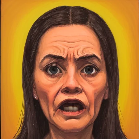 a portrait of a woman scared