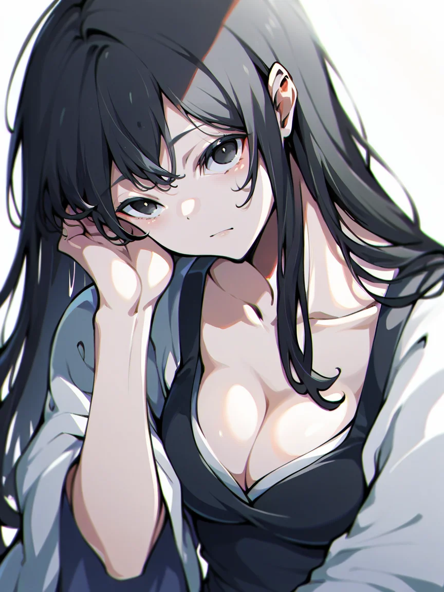 score_9, score_8_up, score_7_up, score_6_up, score_5_up, <lora:natsumehinakoXLP:1> natsumehinako, long hair, black hair, cleavage,