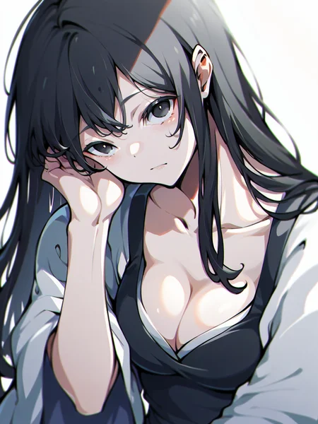 score_9, score_8_up, score_7_up, score_6_up, score_5_up, <lora:natsumehinakoXLP:1> natsumehinako, long hair, black hair, cleavage,