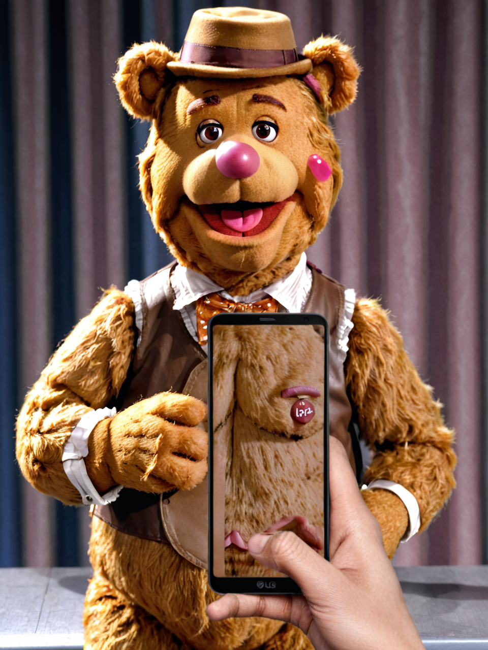 majikfone, fozzie bear <lora:Majikfone_XL_0.3.1:1>
