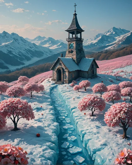 Surreal Landscape, Creator Landscape,
(style ofAndreas Achenbach (Nordic realism)), Apple orchard in spring blossom, frost flowers on ice, bell tower on hill summit,
<lora:ClassipeintXL2.1:0.493> oil painting,
<lora:extremely_detailed:0.109> extremely detailed,
<lora:add-detail-xl:0.736>,
<lora:dreamshaperXL10_lora:0.793>,
<lora:Flux-XL_Scenery: 0.232> flux-scenery,
detailxl,
advntr,