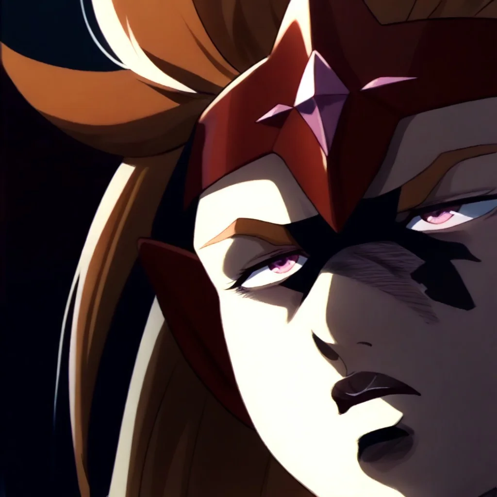 score_9, score_8_up, score_7_up, masterpiece, cromartie, shadedface, (((plump face))), ((grimacing)), benetmime,long wavy orange hair, red circlet, pink eyes, red armor, red pauldrons, white sleeves, (((close up)))