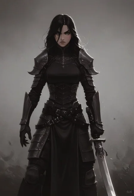 Futanari, holding longsword