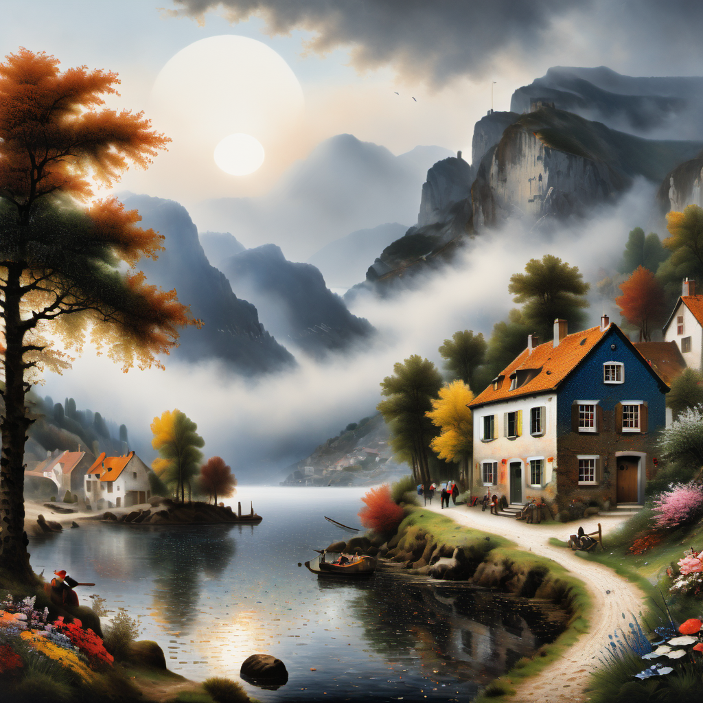 . 
urban Fjord
dusty weather
Jan Brueghel the Elder, Geof Kern, Victor Hammer
pointillism style . composed entirely of small, distinct dots of color, vibrant, highly detailed
 <lora:Ink Style SDXL_LoRA_20r_10e_14i_nr32_a16_Pony Diffusion V6 XL:1> 20_Ink Style