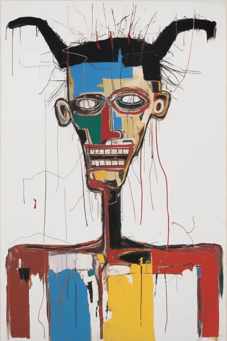 Jean-Michel Basquiat Style - a deconstructed satan by Wayne Thiebaud and Jean-michel basquiat