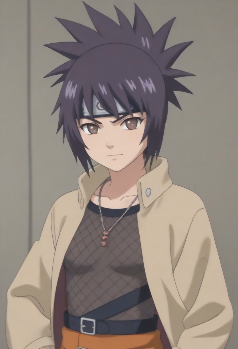 source_anime, anime screencap, source_anime, auratheguillotine, anime screencap, masterpiece, source_anime, shiny skin,,,,,ankomitarashire,,, brown eyes, purple hair, ponytail, forehead protector, konohagakure symbol, fishnet bodysuit, necklace, brown coat, orange skirt, <lora:Naruto_AnkoMitarashi_RE_v2_PXL-000013:1>