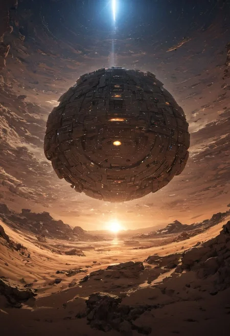 (POV view , DOF, first people view from the entrance, low angle shot:1.4),
(Ancient civilization, Alien Prometheus movie scene, dune movie scene:1.5), 
In the distant future, humans are spread across planets and ruled by an empire. The most important scene in the Dune movie, "Arrakis", was filmed in the Wadi Rum desert, the largest desert in Jordan, also known as the "Valley of the Moon". Some scenes were filmed in Rubou, Abu Dhabi, the Middle East. Shot in the Rub' al Khali desert. In addition to the desert landscape, the towering rocky scenery was also the main reason why it was chosen as the shooting location.
(Large Files, Ultra Realistic, 8K, 16k, FHD, HD, VFX, Perfect, Photography, composition, Architecture Sales Photography, Architecture Competition, Ultra High Resolution, Cinematography, High Resolution Image:1.1), (dramatic lighting, direct sunlight, ray tracing, clear shadow:1.2),  (real landscape:1.1), (blurred background:1.0), (urban background, more_details) ,
great lighting, clear, industrialbuilding, futureskyline, spstation