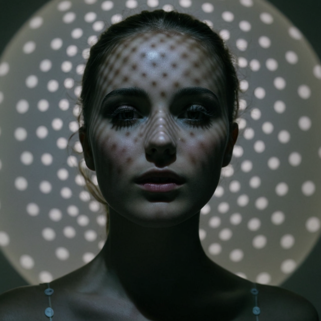 UHD, 4k, ultra detailed, cinematic, a photograph of  <lora:detailed_notrigger:0.1>
<lora:facial expression style v2:0.1>
<lora:perfection style:0.1> perfection style
<lora:TeethXL:0.1>
<lora:detailed:0.1> detailed
<lora:skin texture style:0.1>
 <lora:casting shadow style v3:0.9> 
A cucoloris patterned illumination casting a unique custom circular shape shadow on a woman with polka light dots on her face, epic, beautiful lighting, inpsiring