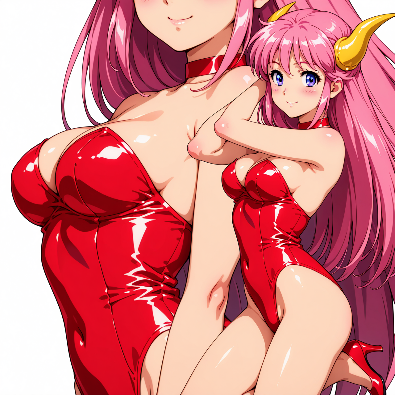 [generated by waiNSFW_v120:100]
<lora:gesen-musume-IL_v1:0.4>gesen-musume, solo, 4K, anime coloring, BREAK
horn head, pink hair,
medium breasts,
red leotard, cleavage,
highheels,
smile,
standing,
blush,
masterpiece, beautiful face, best quality