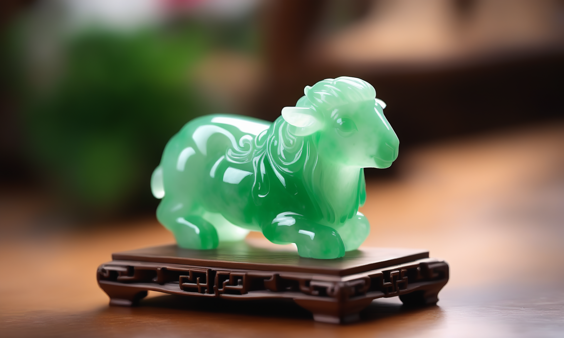 ethereal fantasy concept art of  <lora:jadeitecarvingcd_xl-000006:0.6>,a statue of a sheep made of (green jadeite, transparent) on floor,tilt-shift,miniature,jadeitecarvingcd_xl with green theme,no humans,long-focus,indoors,chinese zodiac,wooden table,cutie,cute,still life,animal statue,front view,facing viewer,looking at viewer . magnificent, celestial, ethereal, painterly, epic, majestic, magical, fantasy art, cover art, dreamy