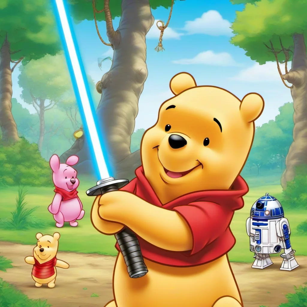 anime artwork liveaction winnie the pooh is a jedi master with a lightsaber, starwars <lora:Winnie1024:0.8> . anime style, key visual, vibrant, studio anime, highly detailed