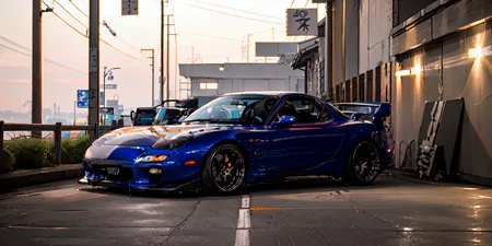 masterpiece,best quality,official art,extremely detailed CG unity 8k wallpaper,illustration, light,car, bright, motor vehicle, ground vehicle, sports car, vehicle focus, road, need for speed, moving, wet, (night, midnight:1.5), cyberpunk, tokyo,neon lights,drift, <lora:FD3S-000008:0.9>