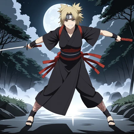 <lora:TemariDBXL:0.8>,<lora:DetailedEyes_V3:1.8>,
masterpiece,highres,high quality,extremely detailed,solo,
cinematic lighting,extremely detailed,
temari woman,
kimono,fishnet,ninja,
full body,fighting_stance,grin,
moonlight,fog,nature,
