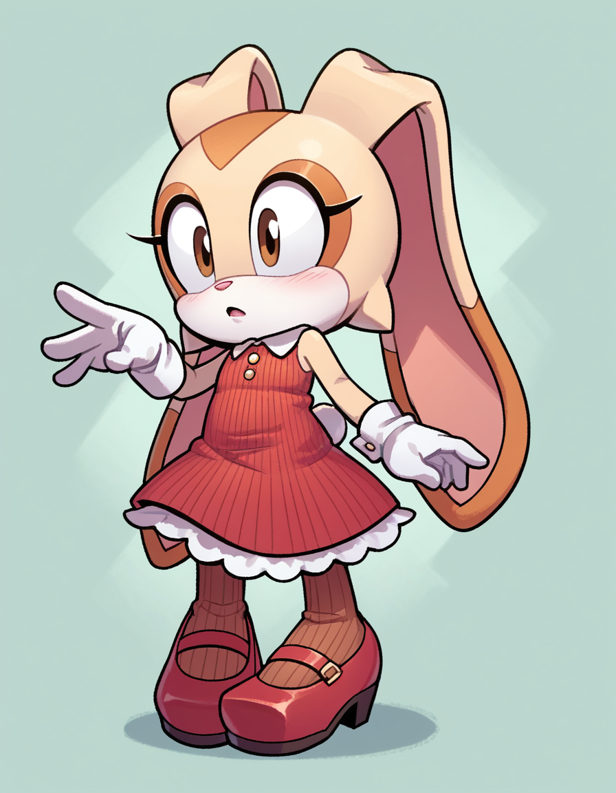 score_9, score_8_up, score_7_up, score_6_up, score_5_up, score_4_up, 1girl, full body, solo, sonic \(series\), animal nose,
<lora:EvanStan-18:0.8> evnstnly, furry, white gloves, bohemian maxi dress, Mary Janes, ribbed pantyhose, cream the rabbit, two-tone fur, brown eyes, rabbit ears, rabbit tail, flat chest, toddler, little girl, child