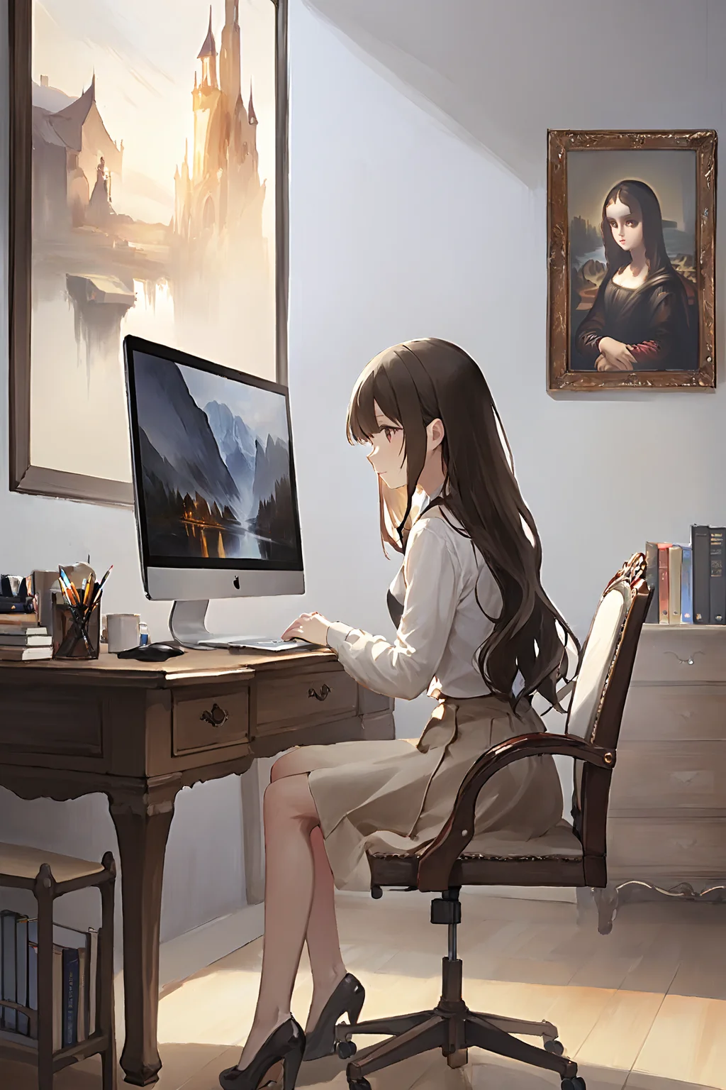 Masterpiece, best quality, 1girl, <lora:kwFemaleBeta122_SDXL_v1:1>,
office,laptop,table,chair