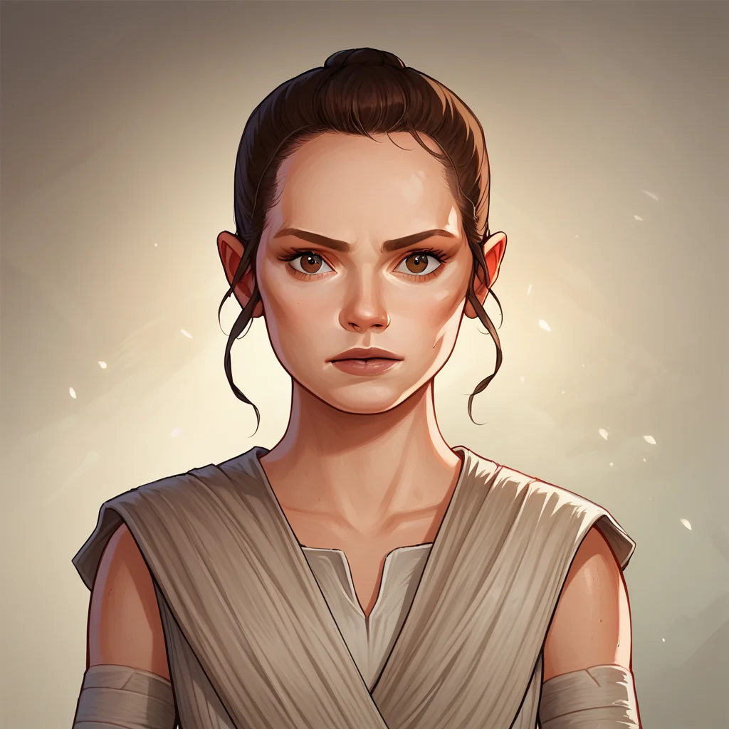 score_9_up, score_8_up, Rey, 1girl, solo, brown hair, brown eyes, sleeveless, jedi, white cloth, white pants, white bandages, <lora:ReySkywalker_PXL_Leaf1:0.8>, upper body, looking at viewer, front view,