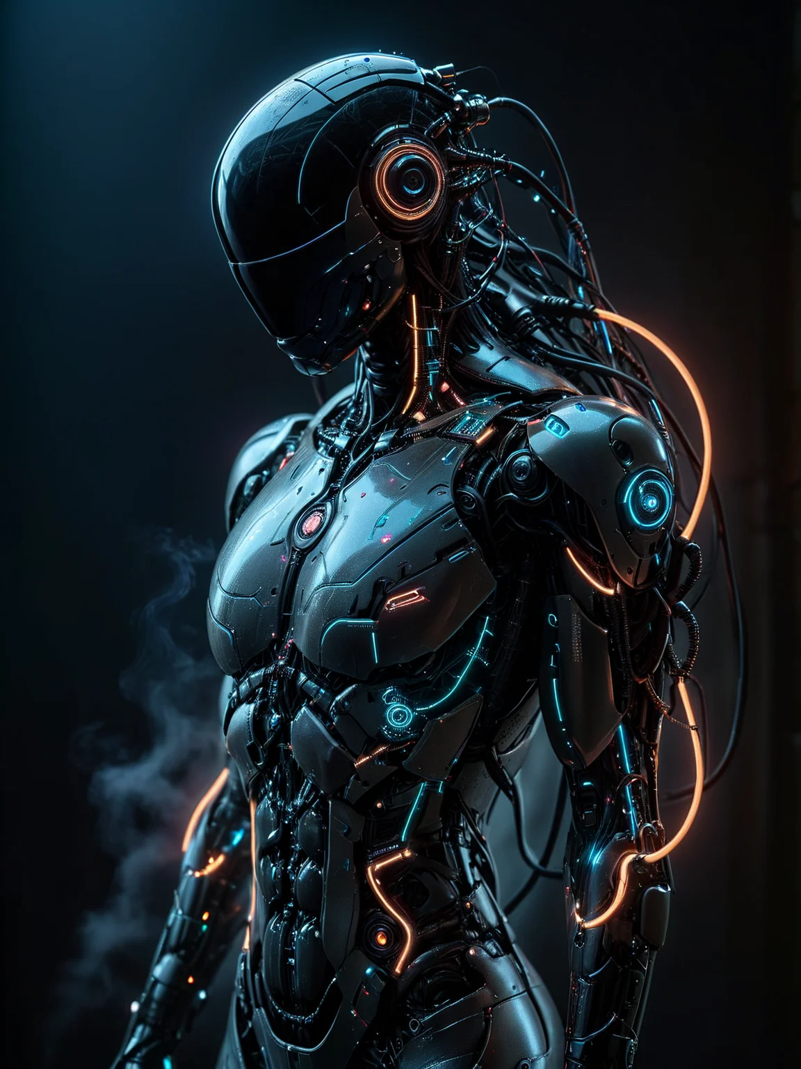 noface, cyborg, close-up, neonbody, lightstreaks <lora:Neon_Cyberpunk_SDXL:0.8> <lora:Faceless_Cyborgs:0.8>  (night:1.4),  steam, depth of field, masterpiece, best quality, ultra high res, (photorealistic, realistic:1.2), deep shadow, raw photo, film grain, Fujifilm XT3, 8k uhd, dslr, <lora:EnvyBetterHiresFixXL01:1>